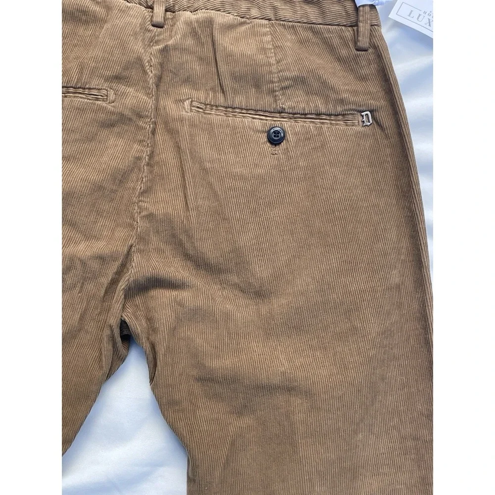 Dondup Gaubert Corduroy Pants Mocha Brown Made in Italy Slim Fit Mens Size 30
